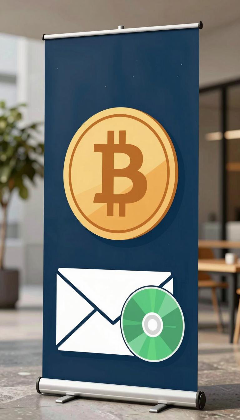 Glyde marketplace with Bitcoin coin and shipping envelope for video game trade-in